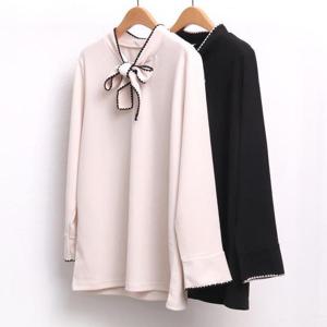 [강물처럼]빅사이즈타이블라우스 8274L501 리본니트블라우스 MN