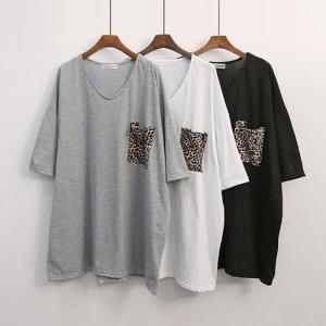 [강물처럼]빅사이즈포켓티 G451L501 레오파드포켓7부면티 NO (29