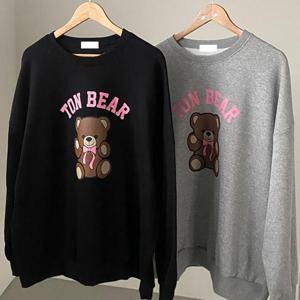 [강물처럼]빅사이즈맨투맨티 T584L412 곰돌이오버핏기모맨투맨 R