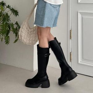 [디자이어로즈][디자이어로즈] 여성 7cm 통굽 롱부츠 가죽부츠 (