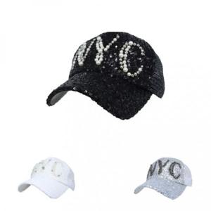 [패션] NYC 여성 스팽글 반짝이 포인트 매쉬 야구모자 볼캡 YTM1430