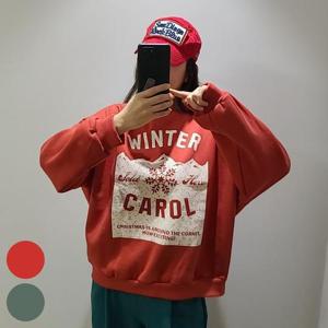 [강물처럼]빅사이즈사랑해요 Q399L401 캐롤프린팅기모맨투맨 GY