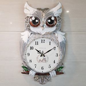 오브제 부엉이 벽시계 (실버)