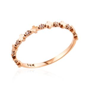 [비앤비골드] 14K 플라워 큐빅 스톤 십자가 반지 SRS16945