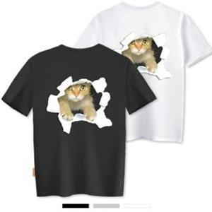 엘라모 캣인더홀 반팔티셔츠 남녀공용 빅사이즈 S~4XL