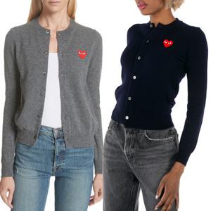 꼼데가르송 스몰 레드 하트 와펜 울 니트 가디건