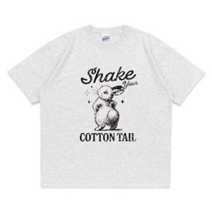 [지프라브] 토끼 프린팅 반팔티 오버핏 라운드 빈티지 여름 티셔츠
