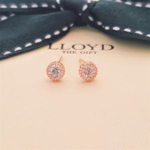 [로이드][GB] 원형 큐빅 14K GOLD 로즈골드 귀걸이  LPFL1K04G