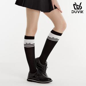 듀빅 여성 면블럭 컬러 포인트 니삭스 DE1WAO812BK