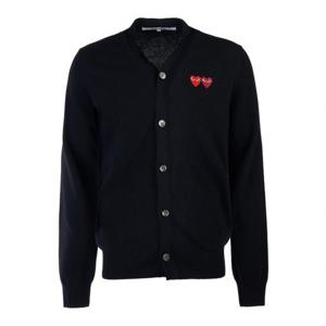 [꼼데가르송] 남성 더블 하트 와펜 울 가디건 AZN058 BLACK