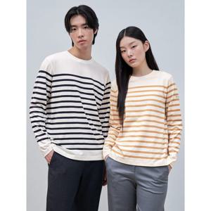 [빈폴멘] 스트라이프 라운드넥 티셔츠  화이트 (BC4741C431)