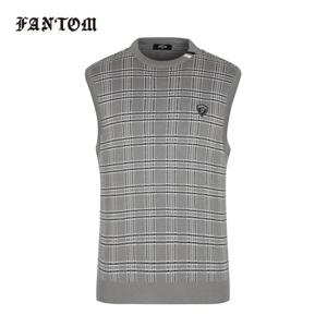 [팬텀] 남성 체크 패턴 라운드 니트 베스트