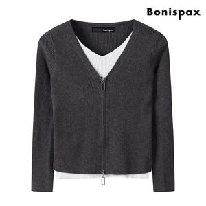 [보니스팍스(여성의류)]페이크 레이어드 V넥 투웨이 긴팔 니트 (XO3KT010L0)