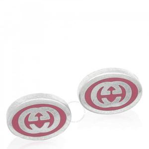 구찌 인터로킹 G 스털링 실버 핑크 에나멜 귀걸이 - YBD753485001