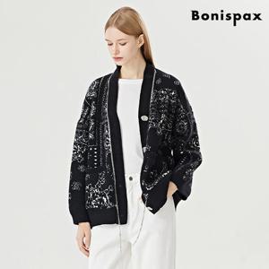 [보니스팍스(여성의류)]실버 체인 페이즐리 비스코스 니트 가디건 (XO4CK009L0)