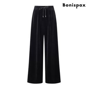 [보니스팍스(여성의류)]데일리 와이드핏 벨벳 밴딩 롱 팬츠 (XO4TA001L0)