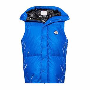 [몽클레어] 1A00204 596B4 702 LAWU 라우 로고패치 후드 패딩조끼 블루 남성 베스트