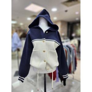 스테파니 세이브존08 배색 블럭 후드 가디건 N25NJ5102