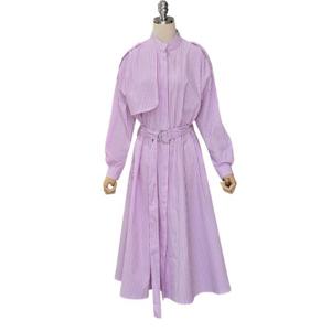 [포커스]하이넥 셔츠형 벨티드 스트라이프 롱 원피스 (FS5A3OP3057)