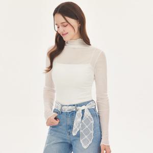 [포커스]웨이브 모크넥 시스루 티셔츠 PBBF5S1TS6711