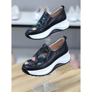 바이로쏘 세이브존06 가죽 콤비 키높이 플랫폼 통굽 5cm 슬립온 (BY)25S12407BD2