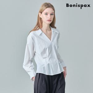 [보니스팍스(여성의류)]핀턱 랩 플레어 블라우스 (XP1BA013L0)