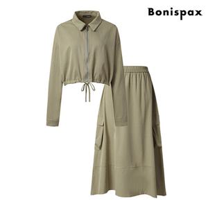 [보니스팍스(여성의류)]집업 자켓 밴딩 카고 스커트 셋업 (XP1OW012L0)