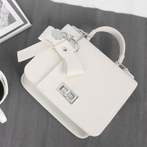 여성 귀여운 스타일 핸드백 크로스 리본 -아이보리