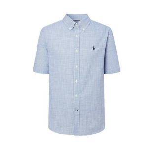 [헤지스남성] 블루 윈도우 체크 뱀부 반팔 셔츠(HZSH5B512B2)