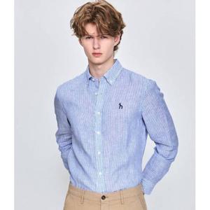 [헤지스남성] 블루 린넨 스트라이프 셔츠(HZSH5B321B2)