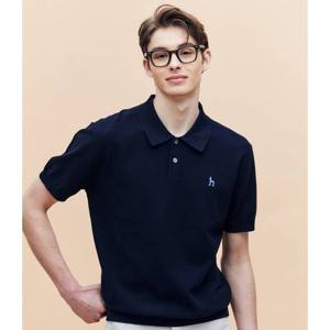 [헤지스남성] 네이비 면강연 마이크로 조직 카라 니트(HZSW5B551N2)