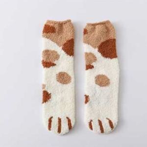 폭신폭신 고양이발바닥 수면양말 선택-카키도트