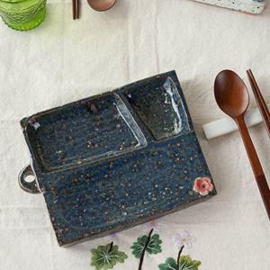 이천도자기 손화 직사각 도시락 3구 찬기 20cm 칸칸접시 안주식기 도자기접시 도자기그릇 안주접시 플레이