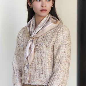 [헤지스] [뜨왈드주이] 베이지 실크 스카프(링세트) HISC5F342I1