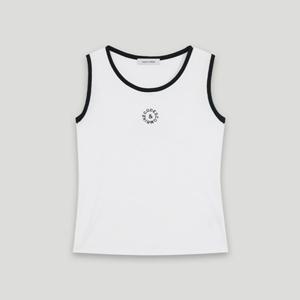 [코데즈컴바인] 배색 골지 자수 나시 (CKB-TS308W4)