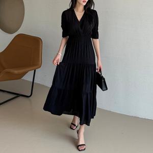 [한정수량] [모리스커밍홈] 겹브이넥 썸머 롱원피스_M2505OP032B