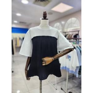 스테파니 세이브존08 밑단 배색 플리츠 티셔츠 A25TS5232