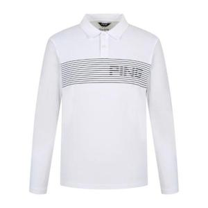 [핑골프]남성 라인 로고 카라 긴팔 티셔츠 (111E1TO106_WH)