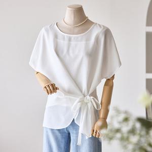 [한정수량] [커스텀에이블] 랩리본 가오리 블라우스_T2506BL049B