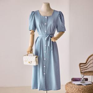 [한정수량] [커스텀에이블] 퍼프소매 A라인 반팔 원피스_T2506OP035B