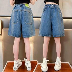 [다미주니어]피피진청밴딩4부팬츠 여아 청반바지 아동 4부데님 여름 초등 주니어 팬츠