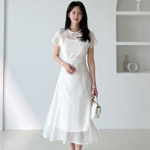 [한정수량] [모리스커밍홈] 시스루 레이어드 퓨어 원피스_M2506OP053B