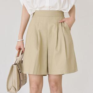 [한정수량] [모리스커밍홈] 린넨 핀턱 5부 팬츠_M2507PT052B