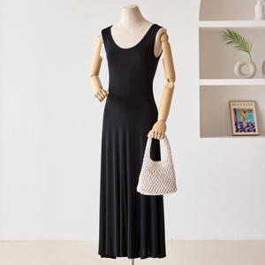 [한정수량] [커스텀에이블] 라운드 쫀쫀 민소매 롱원피스_T2507OP052B