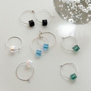 제이로렌 스왈 큐브 실버 링 귀걸이 M03945