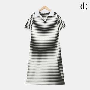 엘케이트 여성 원피스 쿨 여름 스트라이프 구김방지 단가라 카라원피스 LBRT015