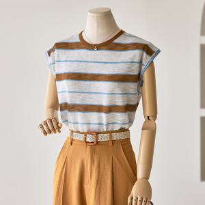 [한정수량] [커스텀에이블] 시스루 스트라이프 드롭니트_T2507KN095B