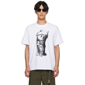 사카이 티셔츠 화이트 웨어 더 와일드 띵스 아 코튼 티셔츠 252445M213026