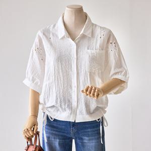 [한정수량] [커스텀에이블] 펀칭 가오리 셔츠 블라우스_T2508BL080B