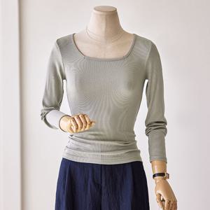 [한정수량] [커스텀에이블] 스퀘어 골지 슬림 긴팔 티셔츠_T2508TS109C